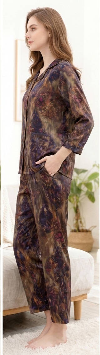 SATIN PRINTED FULL SLEEVE NIGHT SUIT